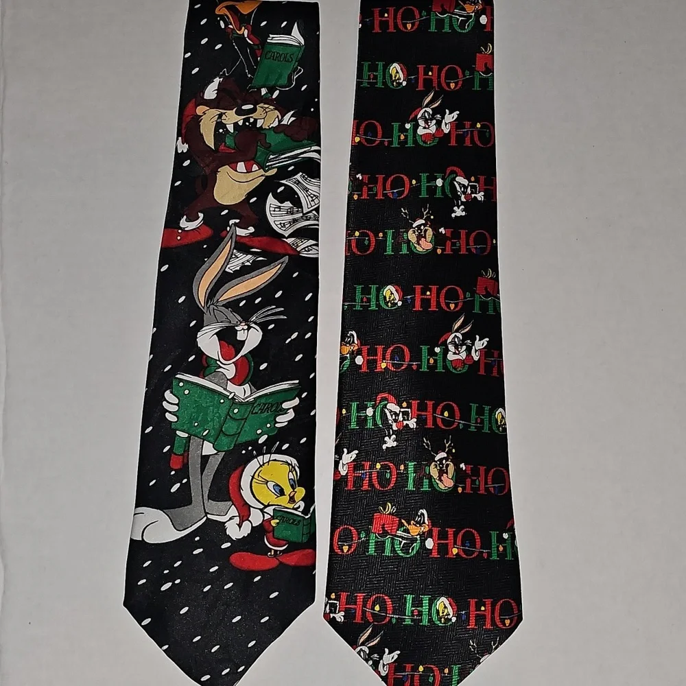 2 Looney Tunes Tasmania Devil Bugs Bunny Christmas Ties
